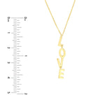 14K Gold Vertical Love Pendant Necklace