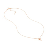 14K Gold Bead Mini Cross Pendant Necklace