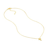14K Gold Bead Mini Cross Pendant Necklace