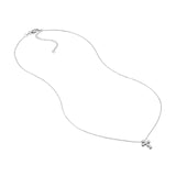 14K Gold Bead Mini Cross Pendant Necklace
