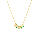 14K Gold Mini Emerald Bezel and Bead Pendant