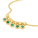 14K Gold Mini Emerald Bezel and Bead Pendant