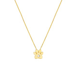 14K Gold Single Diamond Paw Pendant Necklace