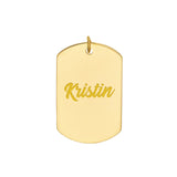 14K Gold Large Personalized Dog Tag Pendant