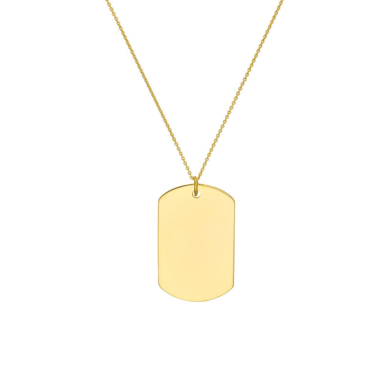14K Gold Large Personalized Dog Tag Pendant
