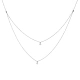 14K Gold Two Row Diamond Drop Diamond Cut Ball Necklace
