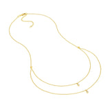 14K Gold Diamond Bezel Bead Chain Necklace