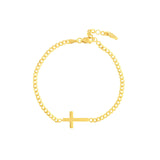 14K Gold Cross Curb Chain Bracelet