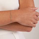 14K Gold Cross Curb Chain Bracelet