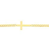 14K Gold Cross Curb Chain Bracelet