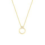 14K Gold Three Stone Diamond Halo Pendant Necklace
