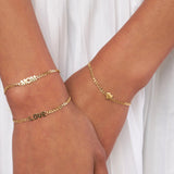 14K Gold Heart Curb Chain Bracelet