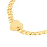 14K Gold Heart Curb Chain Bracelet