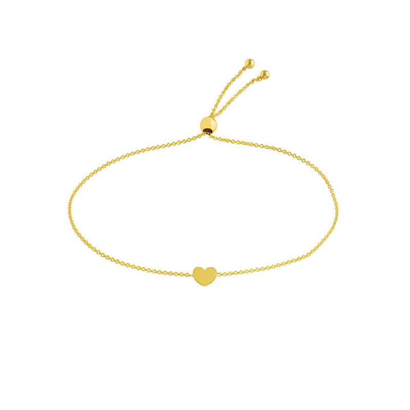 14K Gold Personalized Mini Heart Bolo Bracelet