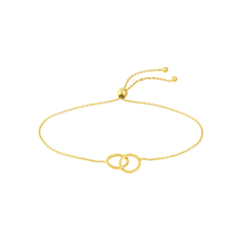 14K Gold Duo Hoop Linked Bolo Bracelet