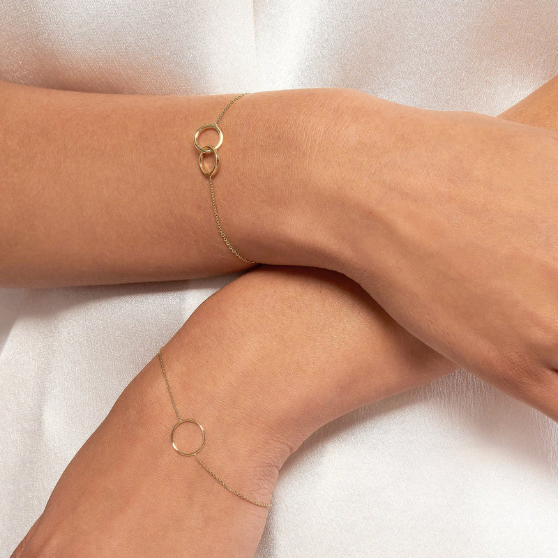 14K Gold Duo Hoop Linked Bolo Bracelet