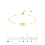 14K Gold Duo Hoop Linked Bolo Bracelet