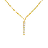 14K Gold Layered Diamond Vertical Bar Pendant Necklace