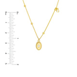 14K Gold Diamond Oval Bead Frame Pendant Necklace