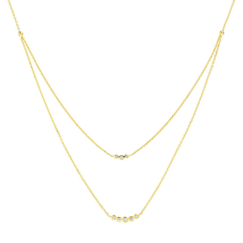14K Gold Layered Diamond Bezel Necklace