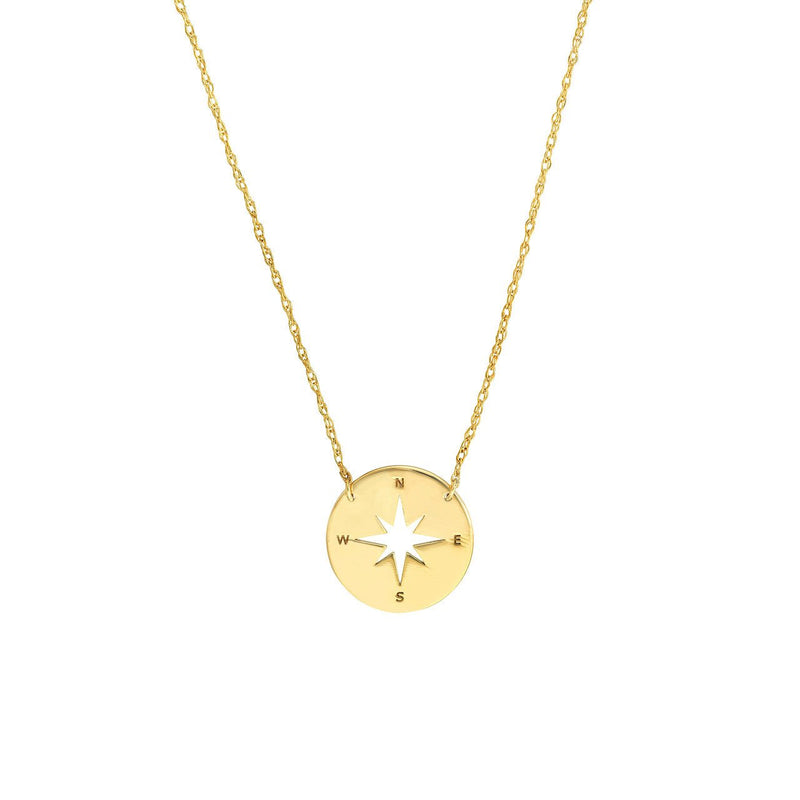 14K Gold Hollow Compass Pendant
