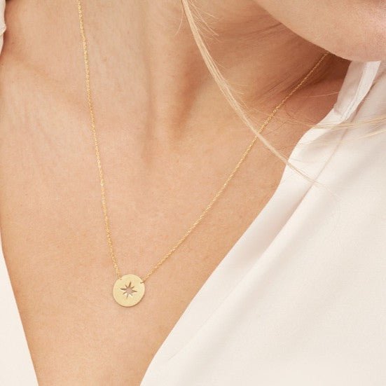 14K Gold Hollow Compass Pendant