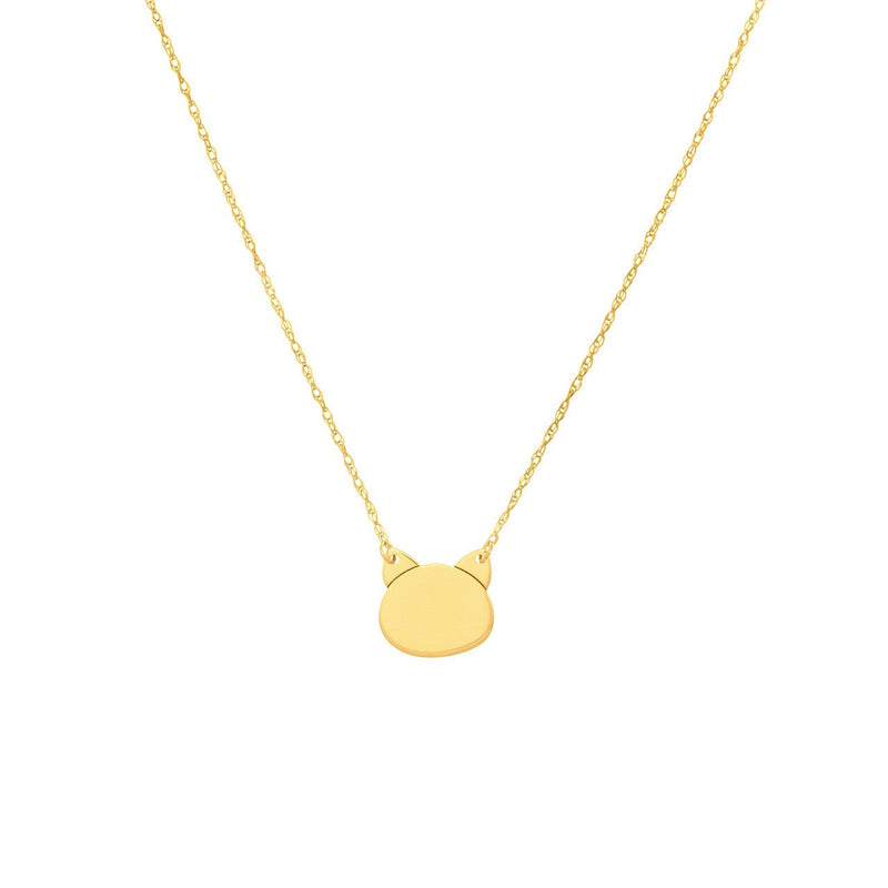 14K Gold Mini Cat Head Pendant
