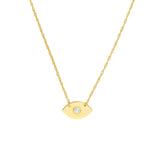 14K Gold Diamond Evil Eye Pendant Necklace