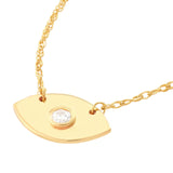 14K Gold Diamond Evil Eye Pendant Necklace