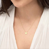 14K Gold Diamond Bezel Disk Pendant Necklace