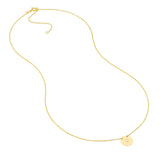 14K Gold Diamond Bezel Disk Pendant Necklace