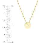 14K Gold Diamond Bezel Disk Pendant Necklace