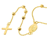 14K Gold Virgin Mary with Cross Beaded Necklace