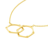 14K Gold Interlocking Hexagon Rings Pendant Necklace