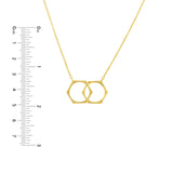 14K Gold Interlocking Hexagon Rings Pendant Necklace
