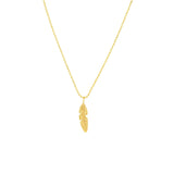 14K Gold Feather Pendant Necklace