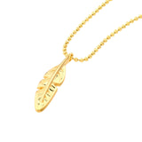 14K Gold Feather Pendant Necklace