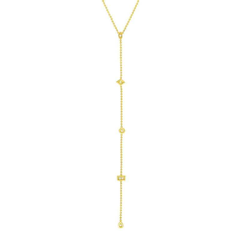 14K Gold Diamond Multi Shape Charms Y-Necklace
