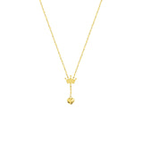 14K Gold Children's Crown & Bubble Heart Drop Necklace