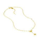 14K Gold Children's Crown & Bubble Heart Drop Necklace