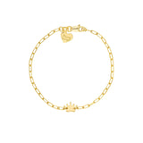 14K Gold Crown Charm Paper Clip Bracelet