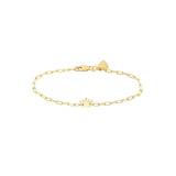 14K Gold Crown Charm Paper Clip Bracelet