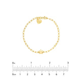 14K Gold Crown Charm Paper Clip Bracelet