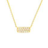14K Gold Diamond Chiclet Pendant Necklace