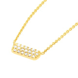 14K Gold Diamond Chiclet Pendant Necklace