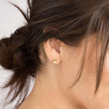 14K Gold Mini Cube Stud Earrings