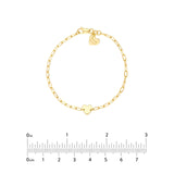 14K Gold Heart Charm Paper Clip Bracelet