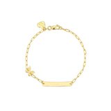 14K Gold Paper Clip Chain ID Butterfly Bracelet