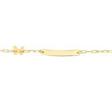14K Gold Paper Clip Chain ID Butterfly Bracelet