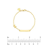 14K Gold Paper Clip Chain ID Butterfly Bracelet